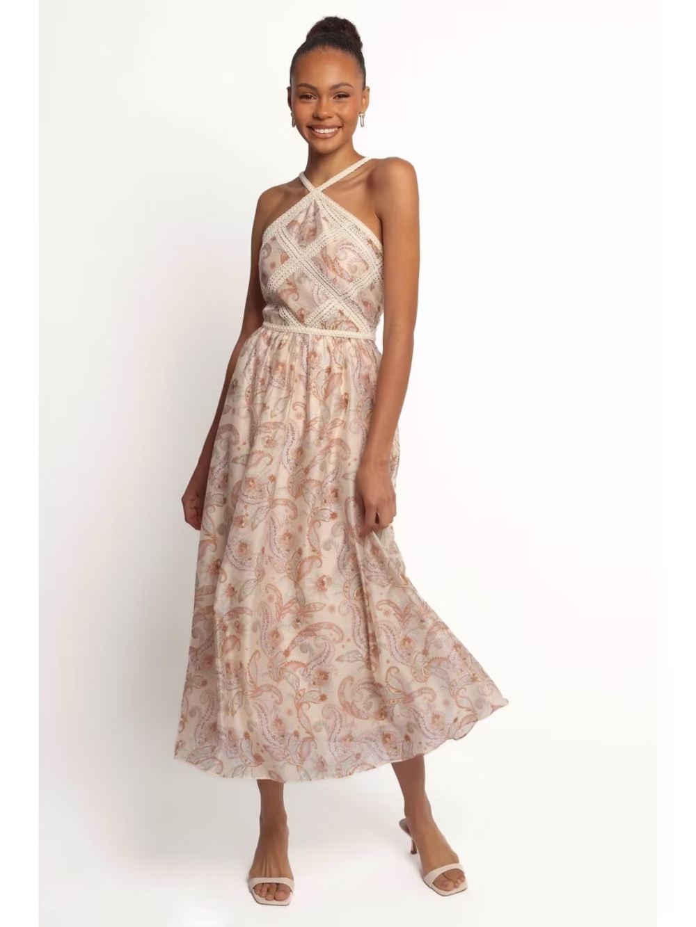 NWT Petal & Pup Ximena Crochet Detailed Midi Dress Boho Paisley Hippie Vibes